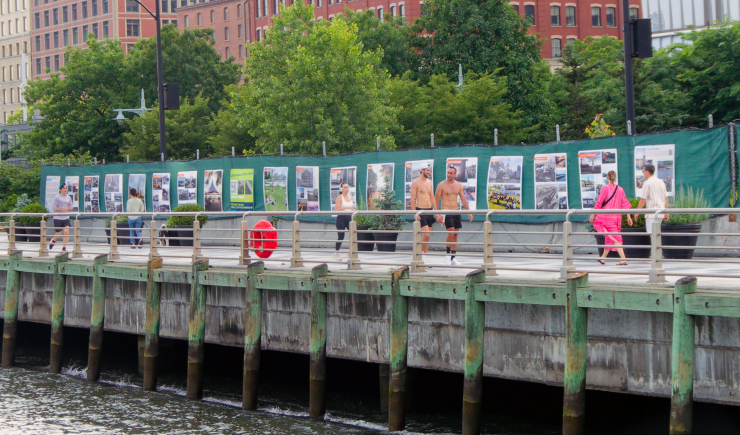 “Then & Now Piers” is the recently installed exhibit on the fence between Piers 25 and 26 near North Moore Street. Included are pictures by Alvin Baltrop, Carl Glassman, Gordon Matta-Clark, Irene Liberman, Darleen Rubin, Shelley Seccombe and Andreas Sterzing. Photo: Carl Glassman/Tribeca Trib